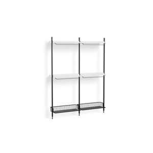 HAY Pier System 1032 2 Columns 162x209 cm - PS White Steel/Black Anodised Profiles/Anthracite Wire Shelf