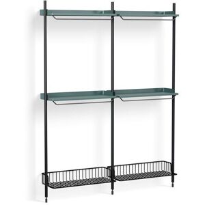 HAY Pier System 1032 2 Columns 162x209 cm - PS Blue Steel/Black Anodised Profiles/Anthracite Wire Shelf