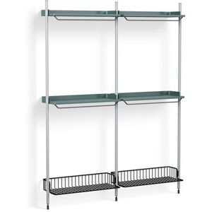 HAY Pier System 1032 2 Columns 162x209 cm - PS Blue Steel/Clear Anodised Profiles/Anthracite Wire Shelf