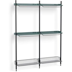 HAY Pier System 1032 2 Columns 162x209 cm - PS Blue Steel/Black Anodised Profiles/Chromed Wire Shelf