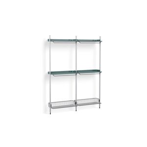 HAY Pier System 1032 2 Columns 162x209 cm - PS Blue Steel/Clear Anodised Profiles/Chromed Wire Shelf