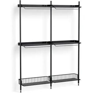 HAY Pier System 1032 2 Columns 162x209 cm - PS Black Steel/Black Anodised Profiles/Anthracite Wire Shelf