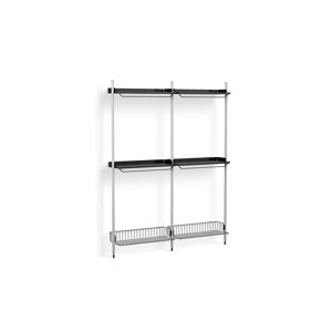 HAY Pier System 1032 2 Columns 162x209 cm - PS Black Steel/Clear Anodised Profiles/Chromed Wire Shelf