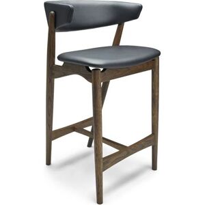 Sibast Furniture No 7 Bar Stool SH: 65 cm Full Upholstery - Dark Oil Oak/Black Leather