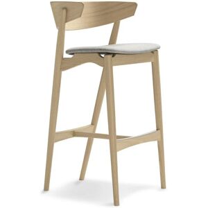 Sibast Furniture No 7 Bar Stool SH: 75 cm - White Oil Oak / Remix 123 Light Grey