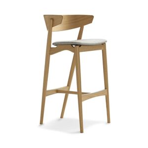 Sibast Furniture No 7 Bar Stool SH: 75 cm - White Pigmented Laquered Oak / Remix 123 Light Grey