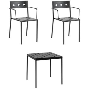 HAY Balcony Table + 2 Balcony Armchairs - Anthracite