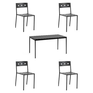 HAY Balcony Table L: 144 cm + 4 Balcony Chairs - Anthracite