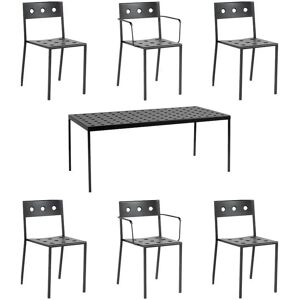 HAY Balcony Table L: 190 cm + 4 Balcony Chairs + 2 Balcony Armchairs - Anthracite