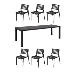 Mindo 111 Dining Table Extension 263x100 cm w. 6 112 Chairs - Dark Grey