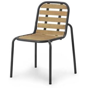 Normann Copenhagen Outdoor Vig Robinie Stol SH: 46 cm - Sort/Olieret Træ