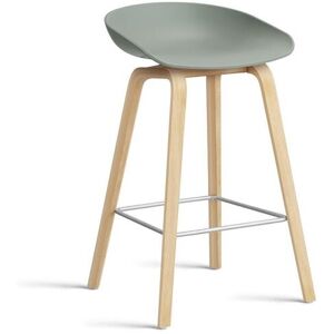 HAY AAS 32 Barstol Low SH: 65 cm - Soaped Oak Veneer/Fall Green/Footrest Stainless Steel