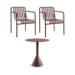 HAY Palissade Cone Table + Dining Armchairs Havemøbelsæt - Iron Red