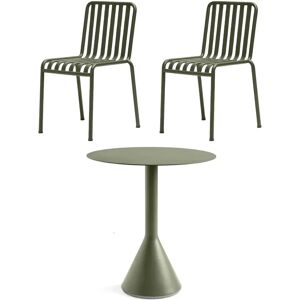 HAY Palissade Cone Table + Chairs Havemøbelsæt - Olive