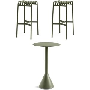 HAY Palissade Cone Table High + Bar Stool Havemøbelsæt - Olive