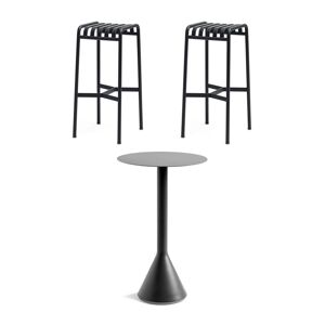 HAY Palissade Cone Table High + Bar Stool Havemøbelsæt - Anthracite
