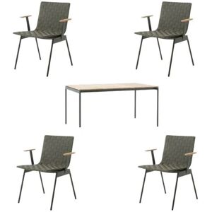 &Tradition Ville A25 Dining Table + Armchairs Havemøbelsæt - Bronze Green