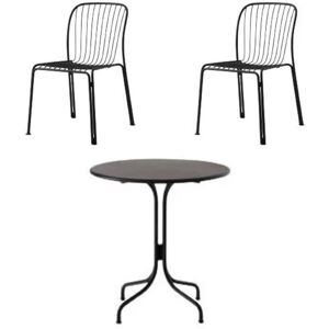 &Tradition Thorvald SC96 Space Copenhagen Cafe Table + SC94 Side Chair Havemøbelsæt - Warm Black