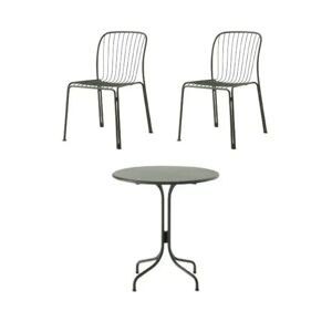 &Tradition Thorvald SC96 Space Copenhagen Cafe Table + SC94 Side Chair Havemøbelsæt - Bronze Green