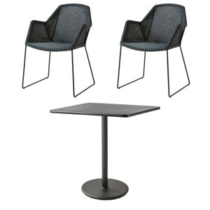 Cane-line Outdoor Go Cafébord + Breeze Stole Havemøbelsæt - Lava Grey/Aluminium/Black