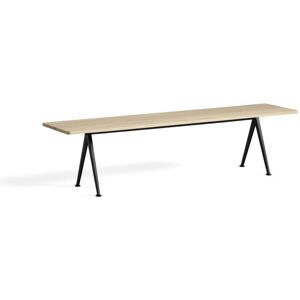 HAY Pyramid Bench 12 L: 190 cm - Black Steel Base/Matt Lacquered Oak