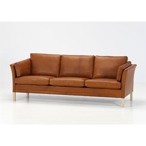 Mogens Hansen MH 2225 5 Pers Hjørnesofa 221 x 221 cm - Cognac Dakar Læder / Lakeret Bøg