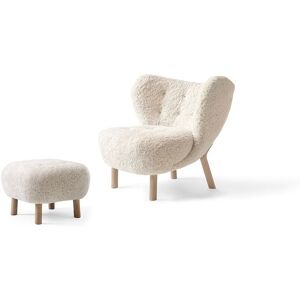 &Tradition Little Petra VB1 Loungechair & ATD1 Pouf - White Oiled Oak/Sheepskin Moonlight