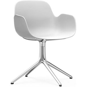 Normann Copenhagen Form Drejestol m. armlæn SH: 44cm - Hvid/Aluminium