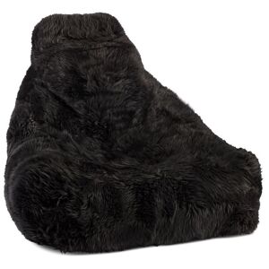 Natures Collection Bean Bag Chair in New Zealand Sheepskin Long Wool 100x100 cm - Black