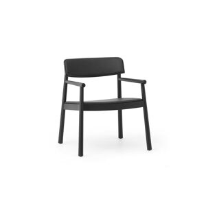 Normann Copenhagen Timb Lounge Armchair Upholstery SH: 42 cm - Black / Ultra Leather