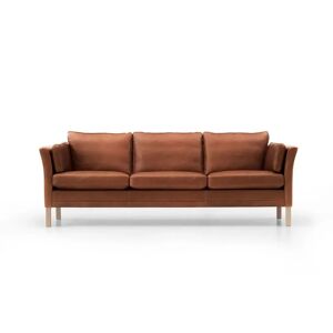 Mogens Hansen 2225 3 Pers Sofa L: 218 cm - Cognac Loke Læder /Firkantede Egetræsben