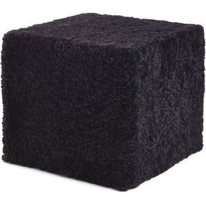 Natures Collection New Zealand Sheepskin Square Pouf Short Wool Curly 40x40 cm - Black