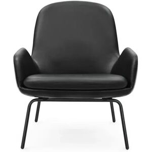 Normann Copenhagen Era Lounge Chair Low Steel SH: 40 cm - Ultra Leather / Black 41599