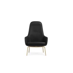 Normann Copenhagen Era Lounge Chair High Oak SH: 40 cm - Ultra Leather / Black 41599