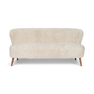 Natures Collection Emanuel Lounge 2 Seater Sofa in New Zealand Sheepskin B: 165 cm - Pearl/Walnut