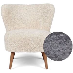 Natures Collection Emily Lounge Chair in New Zealand Sheepskin B: 60 - Light Grey/Walnut