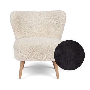 Natures Collection Emily Lounge Chair in New Zealand Sheepskin B: 60 - Black/Oak