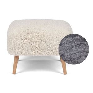 Natures Collection Emily Lounge Foot Rest Stool in New Zealand Sheepskin H: 40 cm - Light Grey/Oak
