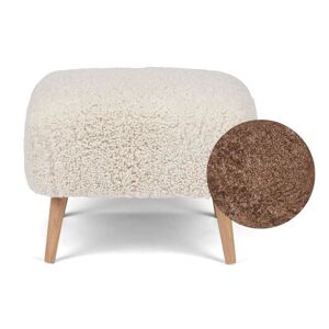 Natures Collection Emily Lounge Foot Rest Stool in New Zealand Sheepskin H: 40 cm - Taupe/Oak