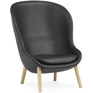 Normann Copenhagen Hyg High Loungestol SH: 40 cm - Sort Læder/Eg