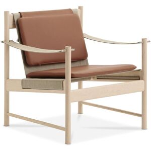 Brdr. Krüger HB Lounge Chair SH: 56,6 cm - Hvidolieret Ahorn/Cognac Læder