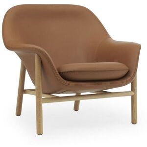 Normann Copenhagen Drape Lounge Chair Low Oak H: 85 cm - Ultra Leather Brandy