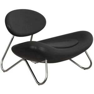 Woud Meadow Lounge Chair SH: 37 cm - Dunes Leather Black/Chrome