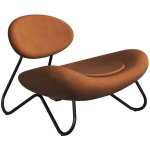 Woud Meadow Lounge Chair SH: 37 cm - Envy Leather Cognac/Black