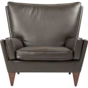 GUBI V11 Lounge Chair SH: 41 cm Fully Upholstered - Solid American Walnut/Smooth Leather Coffee