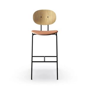 Sibast Furniture Piet Hein Bar Chair SH: 75 cm Black - Oiled Oak/Silk Cognac