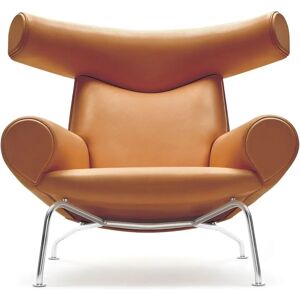 Fredericia 1000 Wegner Ox Chair SH: 36 cm - Cognac Læder/Forkromet Stål