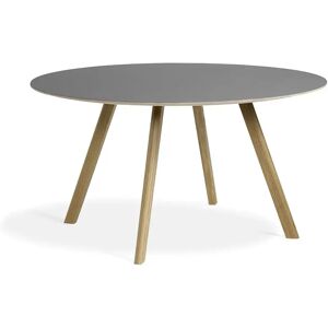 HAY CPH 25 Round Table Ø: 140 cm - Lacquered Solid Oak/Grey Linoleum