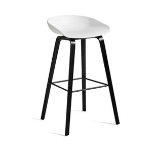 HAY AAS32 Barstol High SH: 75 cm - Black Lacquered / White / Footrest Black Powder Coated Steel