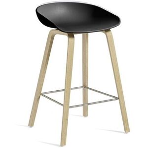 HAY AAS32 Barstol High SH: 75 cm - Soaped Oak Veneer / Black / Footrest Stainless Steel